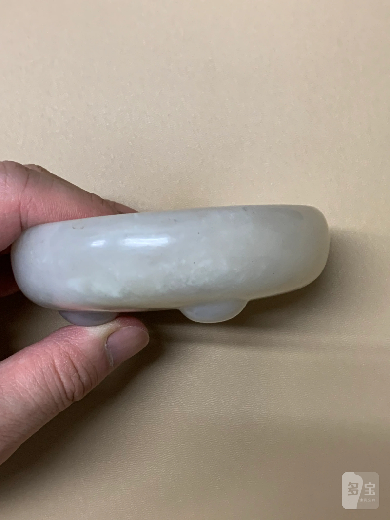 清 白玉吉庆有余纹圆形水洗 - 图5